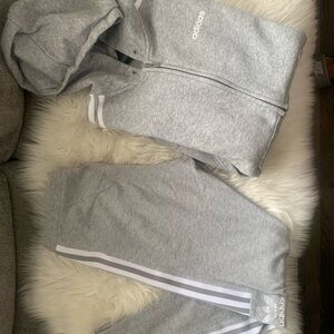 Adidas womens Gray Joggers with White Stripes
